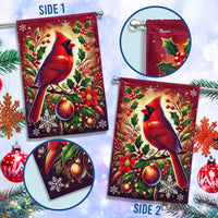 Winter Season Double Sided Lawn Flag, Cardinal Bird Christmas Garden Flag Red Cardinal Holiday Yard Flag, Outdoor Xmas Yard Banner