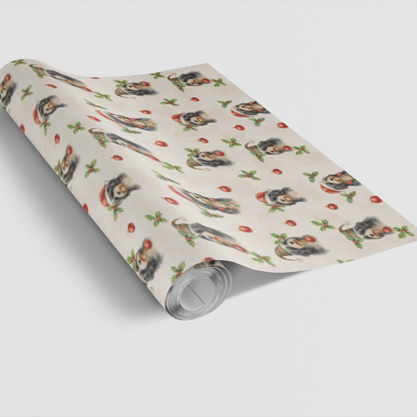Dog Holiday Gift Wrap, Holly Jolly Beard Wrapping Paper, Pet Christmas Gift Wrap, Festive Xmas Wrapping Paper, Adorable Puppy