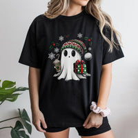 Spooky Holiday Graphic Tee, Adorable Ghost Christmas Shirt, Retro Christmas Ghost T-Shirt, Festive Winter Graphic Shirt, Adorable Xmas Ghost Present