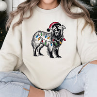 Aussie Santa Lights Sweatshirt, Australian Shepherd Christmas Sweatshirt, Adorable Shepherd Dog Holiday Sweater, Pet Lover Xmas Crewneck