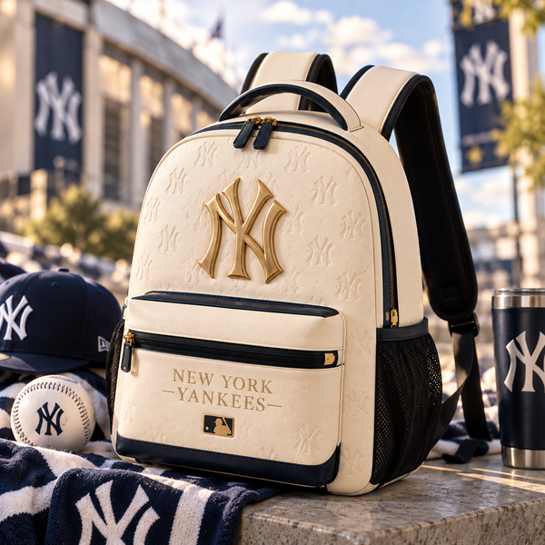NYY Ivory Monogram - Interlocking Emblem Backpack - main