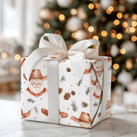 Rustic Christmas Wrapping Paper, Western Cowboy Santa Wrapping Paper, Country Holiday Gift Wrap, Rodeo Western Gift Wrapping Paper Roll