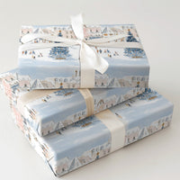Town Square Christmas Gift Wrap, European Winter Village Wrapping Paper, Watercolor Holiday Wrapping Paper, Snowy Festive Wrapping Paper