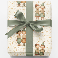 Vintage Christmas Caroler Gift Wrap, Starry Song Carolers Wrapping Paper, Starlit Winter Holiday Gift Wrapping Paper, Nostalgic Gift Wrap