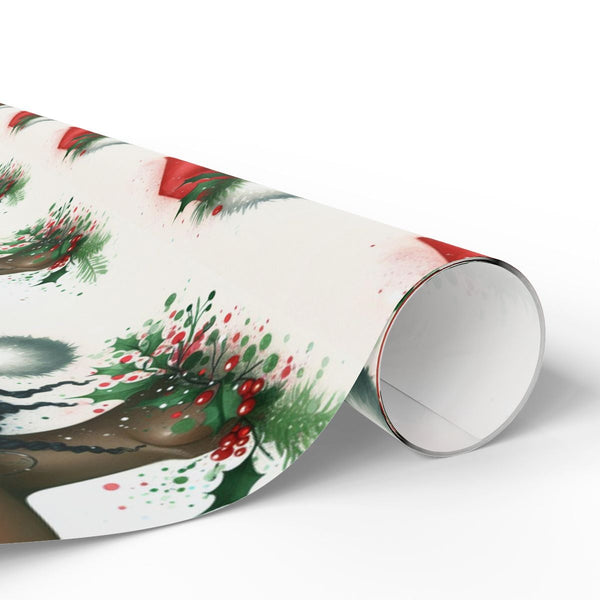 Afrocentric Holiday Gift Wrap, Black Woman Christmas Wrapping Paper, African American Wrapping Paper, Festive Xmas Gift Wrap,