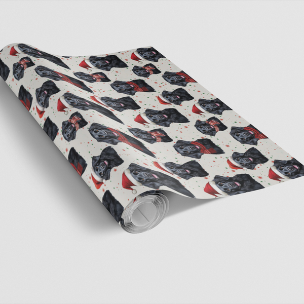 Santa Paws Holiday Gift Wrap, Black Lab Christmas Wrapping Paper, Festive Labrador Wrapping Paper, Dog Lover Xmas Present Wra