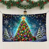 Double Sided Holiday Winter Flag, Merry Christmas Tree House Flag, Festive Season Garden Flag, Merry Xmas Outdoor Porch Decor
