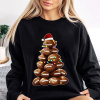 Sports Holiday Crewneck, Football Christmas Tree Sweatshirt, Festive Football Lights Pullover, Adorable Xmas Football Sweater, Game Day Fan Present