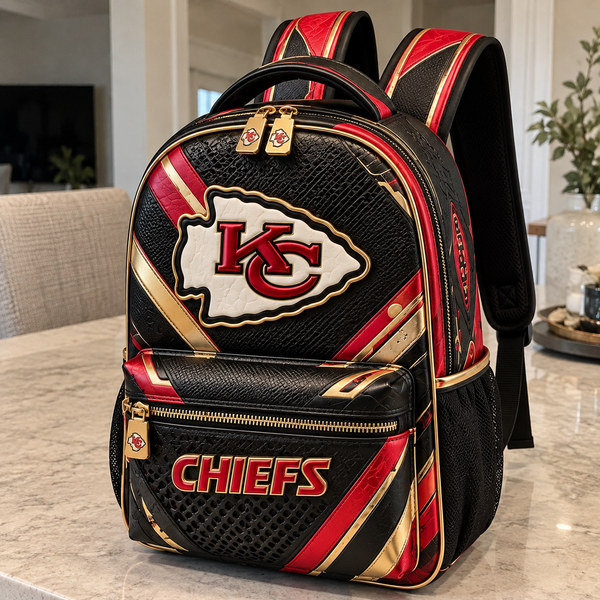 KC Arrowhead - Red, Gold and Obsidian Graphic Backpack - main