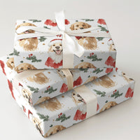 Holiday Dog Wrapping Paper, Golden Retriever Christmas Wrapping Paper, Festive Watercolor Canine Gift Wrapping Paper, Xmas Pet Gift Wrap