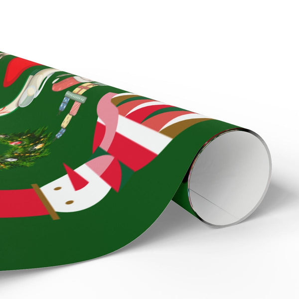 Festive Holiday Gift Wrap Roll, Snowman and Santa Christmas Wrapping Paper, Adorable Santa Xmas Wrapping Paper, Family Winter