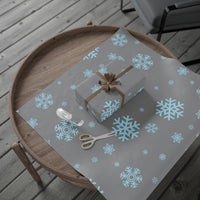 Modern Winter Holiday Gift Wrap, Blue Snowflake Wrapping Paper, Christmas Snowflake Wrapping Paper, Elegant Xmas Gift Wrap Paper Roll
