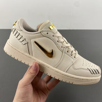 Low Top Sneakers, Off White Gold Colorway, Lace Up Design, Casual Gift for Sneaker Fans