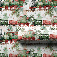 Vintage Steam Engine Gift Wrap, Christmas Train Wrapping Paper, Holiday Locomotive Gift Wrapping Paper, Festive Winter Present Wrap Roll