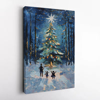Snowy Forest Canvas Print, Christmas Tree Canvas Wall Art, Winter Holiday Canvas Art, Festive Oil Painting Wall Decor, Christmas Home Present