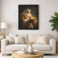 Classical Santa Painting Canvas Print, Vintage Santa Claus Canvas Wall Art, Christmas Holiday Canvas Decor, Retro Santa Xmas Portrait Present