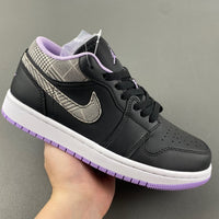 Retro Low Top Sneakers, Black Purple Colorway, Lace Up Design, Casual Gift for Sneaker Fans