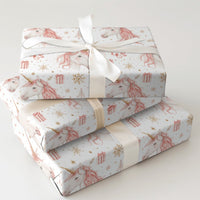 Pink Gold Unicorn Gift Wrap, Unicorn Christmas Wrapping Paper, Whimsical Holiday Wrapping Paper, Magical Xmas Unicorn Wrapping Paper