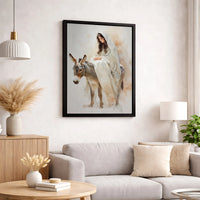 Catholic Nativity Canvas Print, Virgin Mary on Donkey Canvas Wall Art, Watercolor Christmas Holy Family Decor, Digital Download
