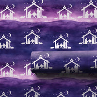 Christian Christmas Gift Wrap, Nativity Scene Wrapping Paper, Purple Starry Night Holiday Paper, Religious Holy Family Gift Wrapping Paper