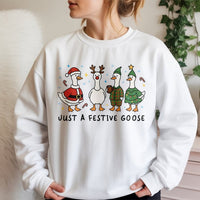 Silly Goose Holiday Sweater, Festive Goose Christmas Sweatshirt, Humorous Duck Winter Crewneck, Adorable Farm Animal Holiday Pullover Xmas Present