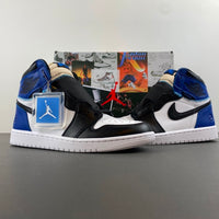 High Top Sneakers, White Black Blue Colorway, Lace Up Design, Casual Gift for Sneaker Fans