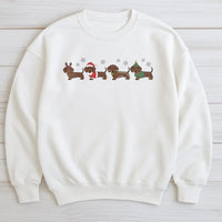 Adorable Wiener Dog Holiday Sweatshirt, Dachshund Christmas Sweatshirt, Festive Doxie Puppy Sweatshirt, Dog Mom Xmas Crewneck, Pet Lover Present