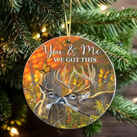 You and Me We Got This Ceramic Ornament, Kissing Deer Christmas Ornament, Romantic Nature Tree Ornament, Couples Anniversary Keepsake Present