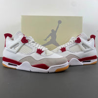 Retro Low Top Sneakers, White Red Gray Colorway, Suede Footwear, Lace Up Design, Casual Gift for Sneaker Fans