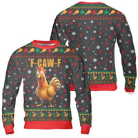Humorous FCawF Ugly Christmas Sweatshirt, Screaming Chicken Christmas Sweatshirt, Humorous Holiday Graphic Sweatshirt, Xmas Party Crewneck Present