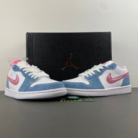 Low Top Sneakers, Blue White Pink Colorway, Lace Up Design, Casual Gift for Sneaker Fans