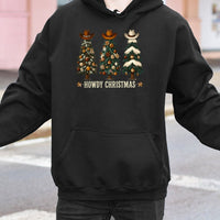 Howdy Christmas Cowboy Hat Sweatshirt, Western Christmas Tree Hoodie, Retro Cowgirl Holiday Pullover, Country Xmas Present for Her