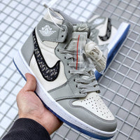 High Top Sneakers, Gray White Colorway, Lace Up Design, Casual Gift for Sneaker Fans