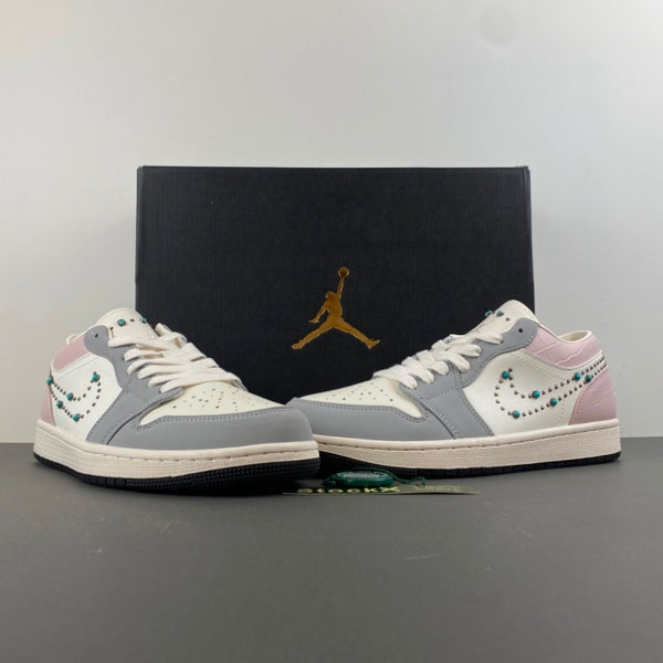 Low Top Sneakers, White Pink Gray Colorway, Lace Up Design, Casual Gift for Sneaker Fans