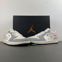 Low Top Sneakers, White Pink Gray Colorway, Lace Up Design, Casual Gift for Sneaker Fans