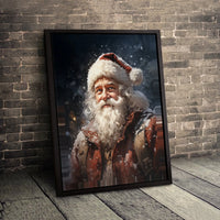 Snowy Winter Portrait Canvas Art, Realistic Santa Claus Canvas Print, Festive Holiday Canvas Wall Decor, Christmas Room Art