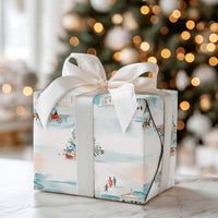 Winter City Christmas Gift Wrap, Horse Drawn Carriage Wrapping Paper, Watercolor Holiday Wrapping Paper, Vintage Festive Wrapping Paper