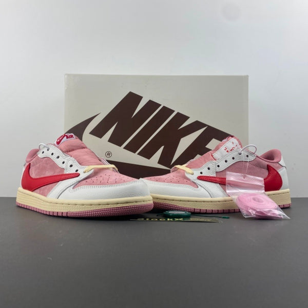 Low Top Sneakers, White Red Pink Colorway, Reverse Hook Design, Lace Up Design, Casual Gift for Sneaker Fans