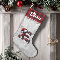 Personalized Initial Christmas Stocking, Custom Buffalo Plaid Monogram Stocking, Plaid Holiday Stocking, Custom Family Christmas Stocking