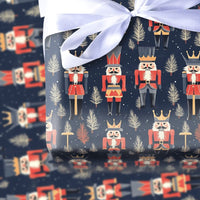 Navy Blue Nutcracker Gift Wrap, Nutcracker Christmas Wrapping Paper, Holiday Soldier Wrapping Paper, Festive Winter Holiday Wrapping Paper