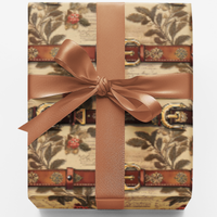 Cowboy Rodeo Buckle Gift Wrap, Western Belt Wrapping Paper, Rustic Country Holiday Paper, Western Gift Wrap Roll, Cowboy Christmas Paper