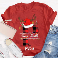 P Is for Para Holiday Shirt, Personalized Para Santa Hat Christmas T-Shirt, Paraprofessional Christmas Tee, Adorable Para Xmas Graphic Shirt