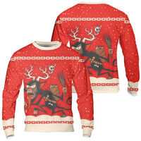 Spooky Demon Holiday Sweatshirt, Krampus Ugly Christmas Sweatshirt, Horror Festive Crewneck Sweater, Creepy Monster Christmas Sweatshirt