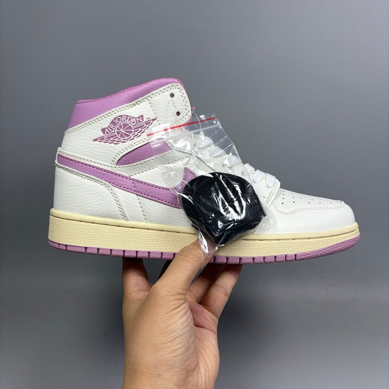 High Top Sneakers, White Purple Colorway, Lace Up Design, Casual Gift for Sneaker Fans