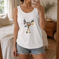 Festive Ornament Antler Tank, Christmas Reindeer Tank Top, Retro Holiday Reindeer Sleeveless Tee, Adorable Xmas Tank Top, Winter Present