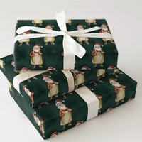Craftsman Santa in Apron Gift Wrap, Baker Santa Claus Wrapping Paper, Toymaker Christmas Paper, Dark Green Holiday Present Wrapping Roll