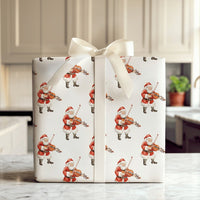 Musical Christmas Gift Wrap, Santa Playing Violin Wrapping Paper, Watercolor Santa Present Paper, Musician Holiday Gift Wrap