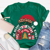 Santa Hat Holiday Shirt, Be Merry Be Jolly Be Kind Christmas T-Shirt, Positive Vibe Winter Tee, Festive Merry Christmas Graphic T-Shirt