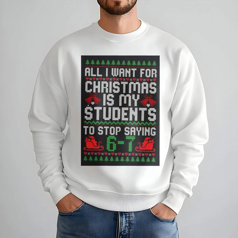 Math Humor Holiday Crewneck, Humorous 6-7 Math Teacher Christmas Sweatshirt, Educator Xmas Sweatshirt, School Teacher Graphic Pullover Present
