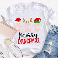 Humorous Christmas Dance Graphic Tee, Merry Dancemas Ballet Teacher T-Shirt, Dance Instructor Holiday Shirt, Adorable Ballerina Xmas Dancer Present